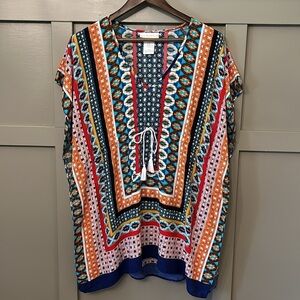 La Blanca Multicolor Printed Swim Coverup Tunic Geometric Tribal Size XS/S